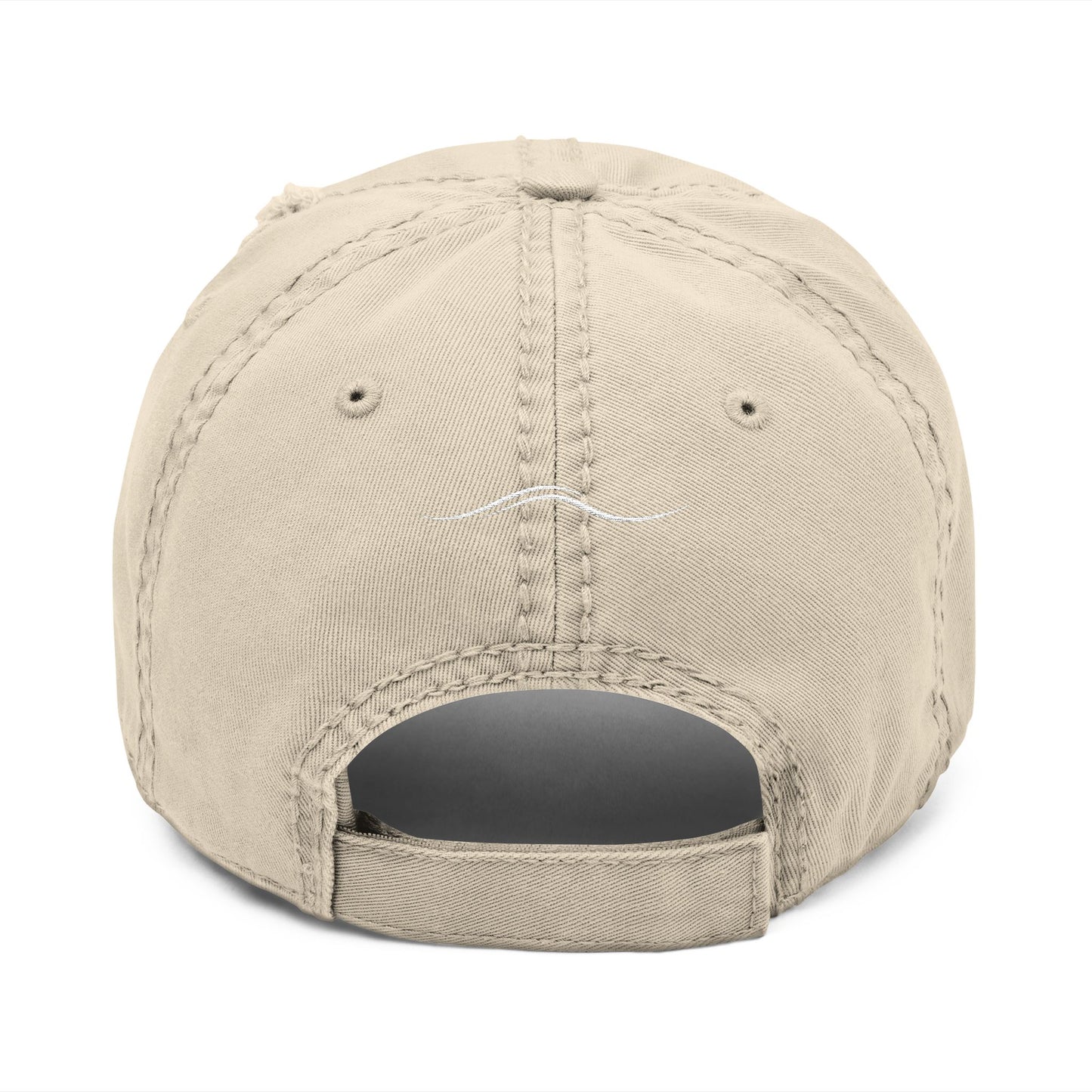 Beach Embroidered Distressed Dad Hat — Vintage Washed Baseball Cap
