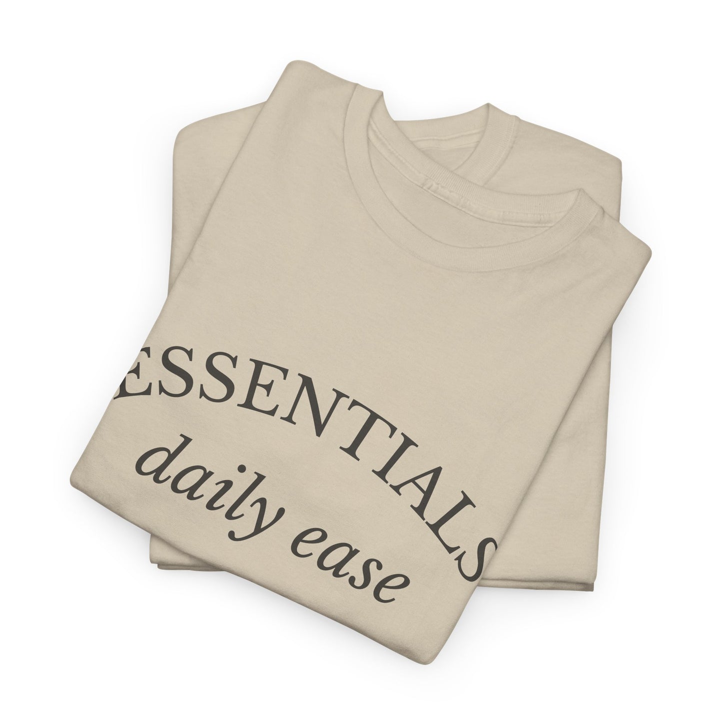 Essentials Embroidered Unisex Heavy Cotton Tee | Daily Ease Curved Text T-Shirt | Minimalist Everyday Shirt