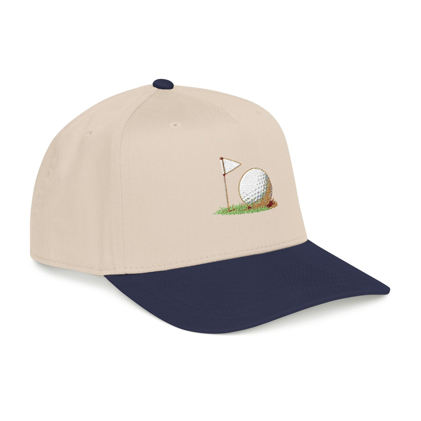 Vintage Golf Mid Profile Baseball Cap – Embroidered Golf Ball Flag Hat