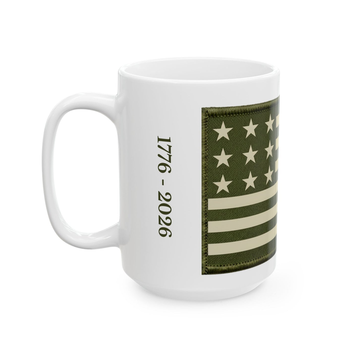 Vintage America Flag Mug – Minimal Americana Coffee Cup – Heritage Style 15oz Ceramic Mug