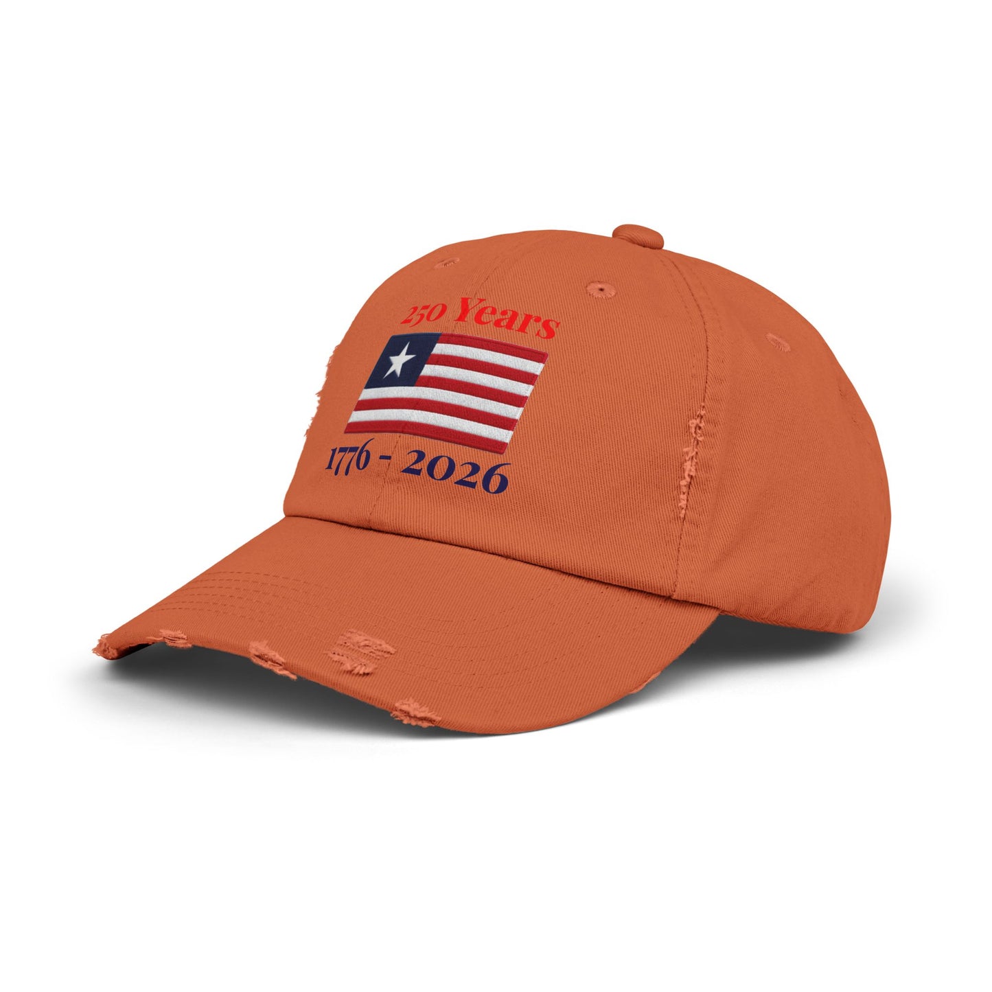 USA 250 Years Embroidered Distressed Dad Cap | 1776–2026 Patriotic Flag Hat