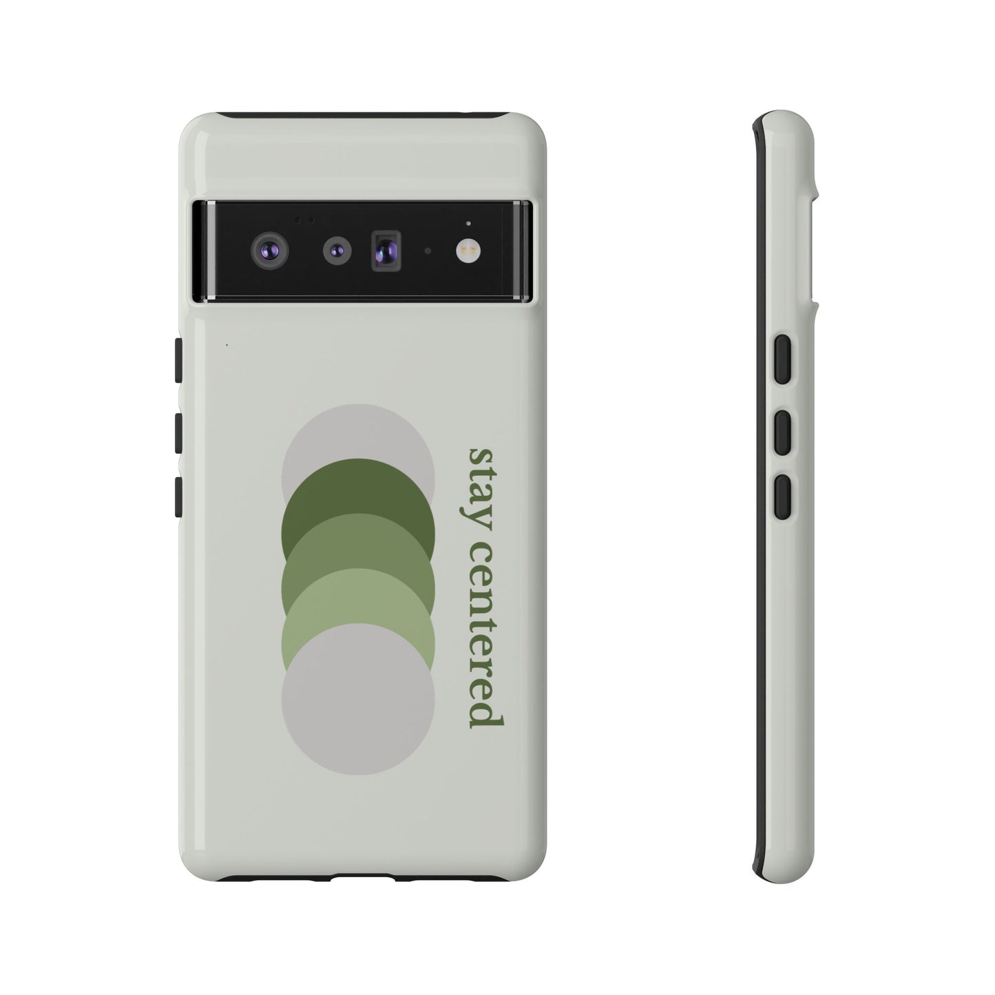 Stay Centered Minimalist Phone Case – Sage Green Wellness Aesthetic iPhone Case | Modern Neutral Protective Cover