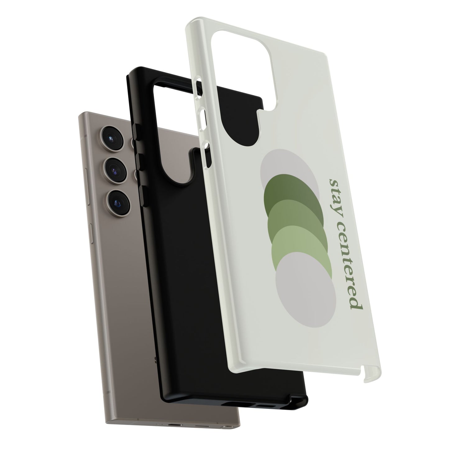 Stay Centered Minimalist Phone Case – Sage Green Wellness Aesthetic iPhone Case | Modern Neutral Protective Cover