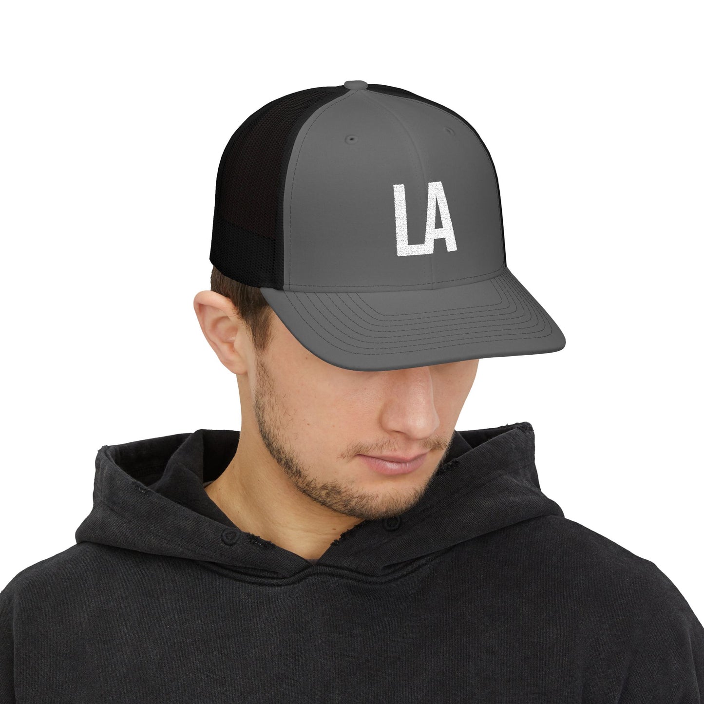 Los Angeles LA Embroidered Monogram Snapback Trucker Cap - Heritage Places Collection