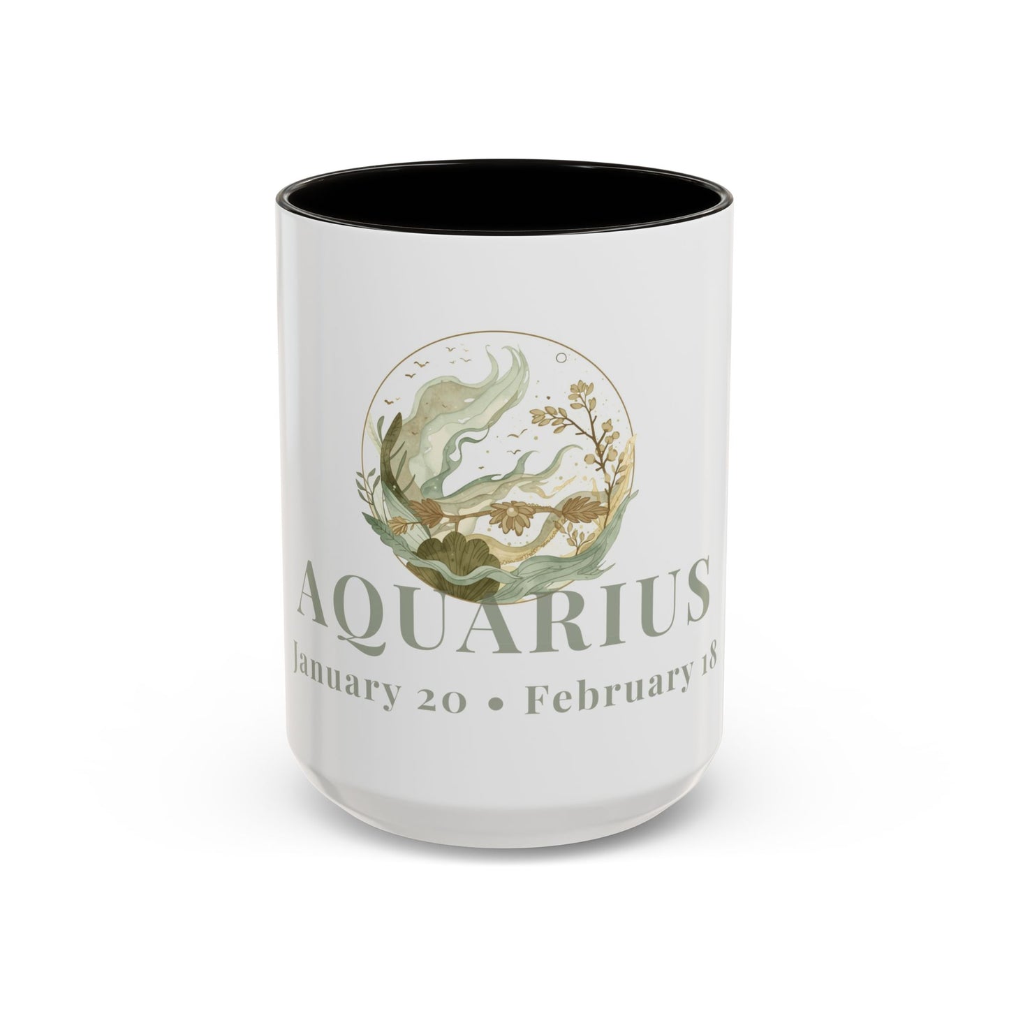 Aquarius Zodiac Mug - January 20 - February 18 Astrology Coffee Cup - Water Flow Zodiac Sign Mug - 15 oz.