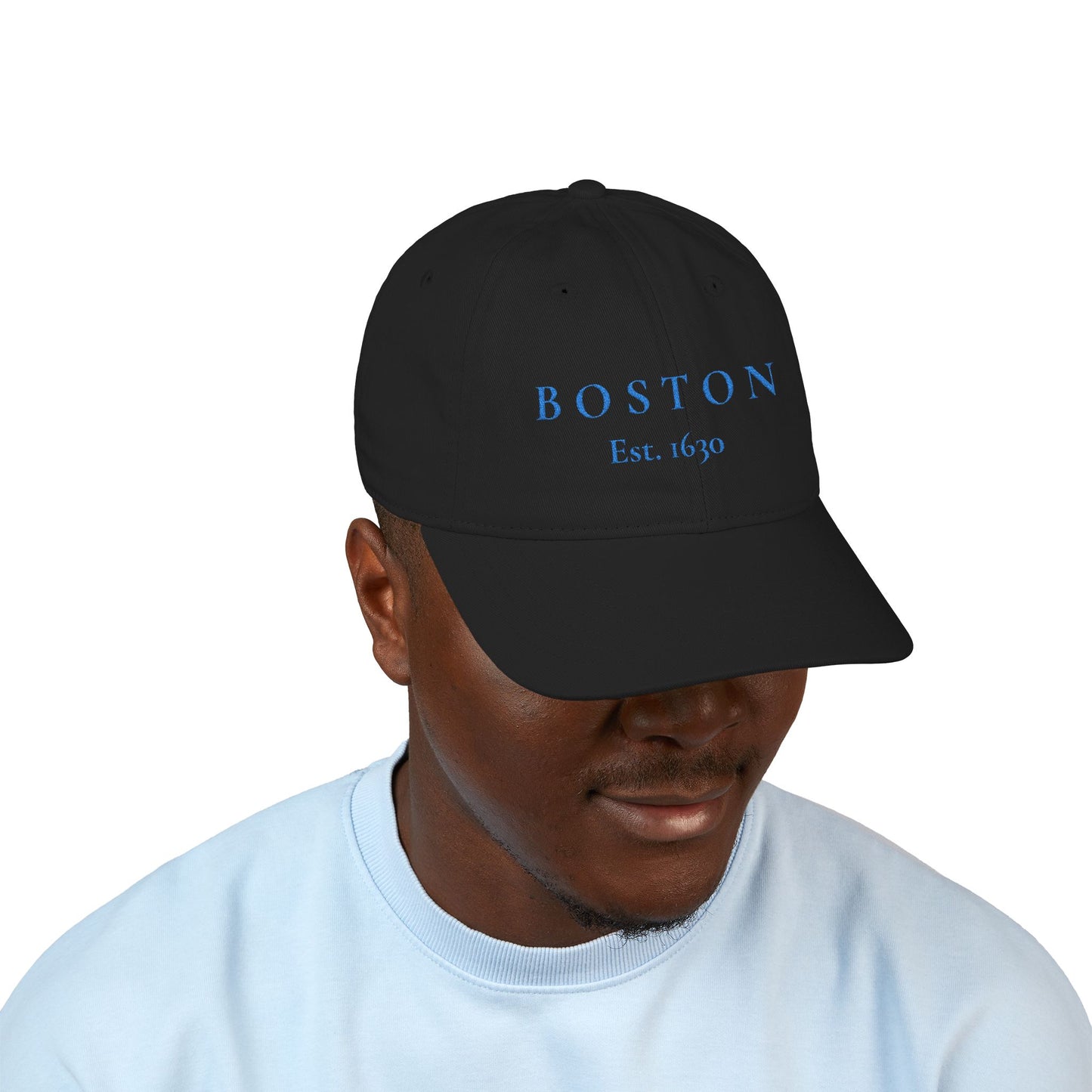 Boston Embroidered Baseball Cap — "BOSTON Est. 1630" Organic Cotton Hat