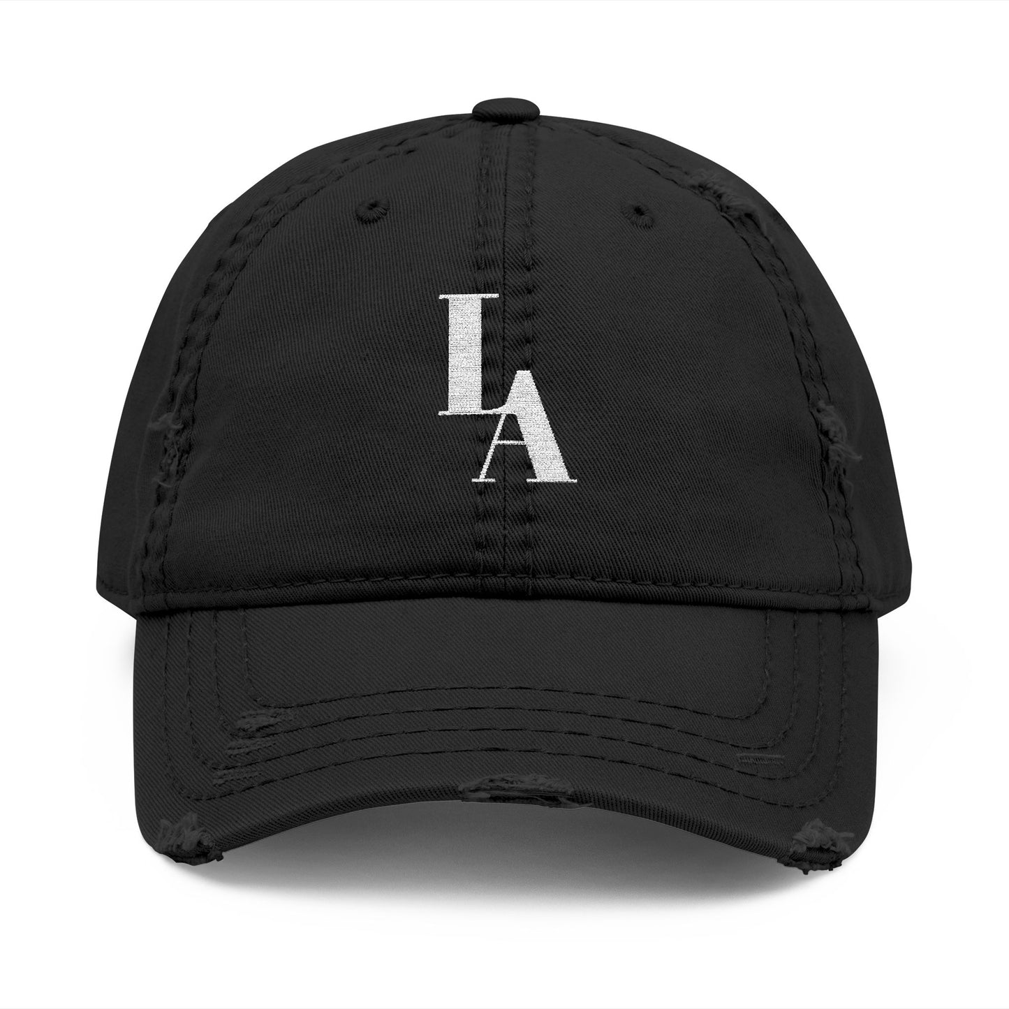 LA Monogram Distressed Dad Hat (Embroidery) Minimalist Faith Hat with Cross/Vintage Style Cap