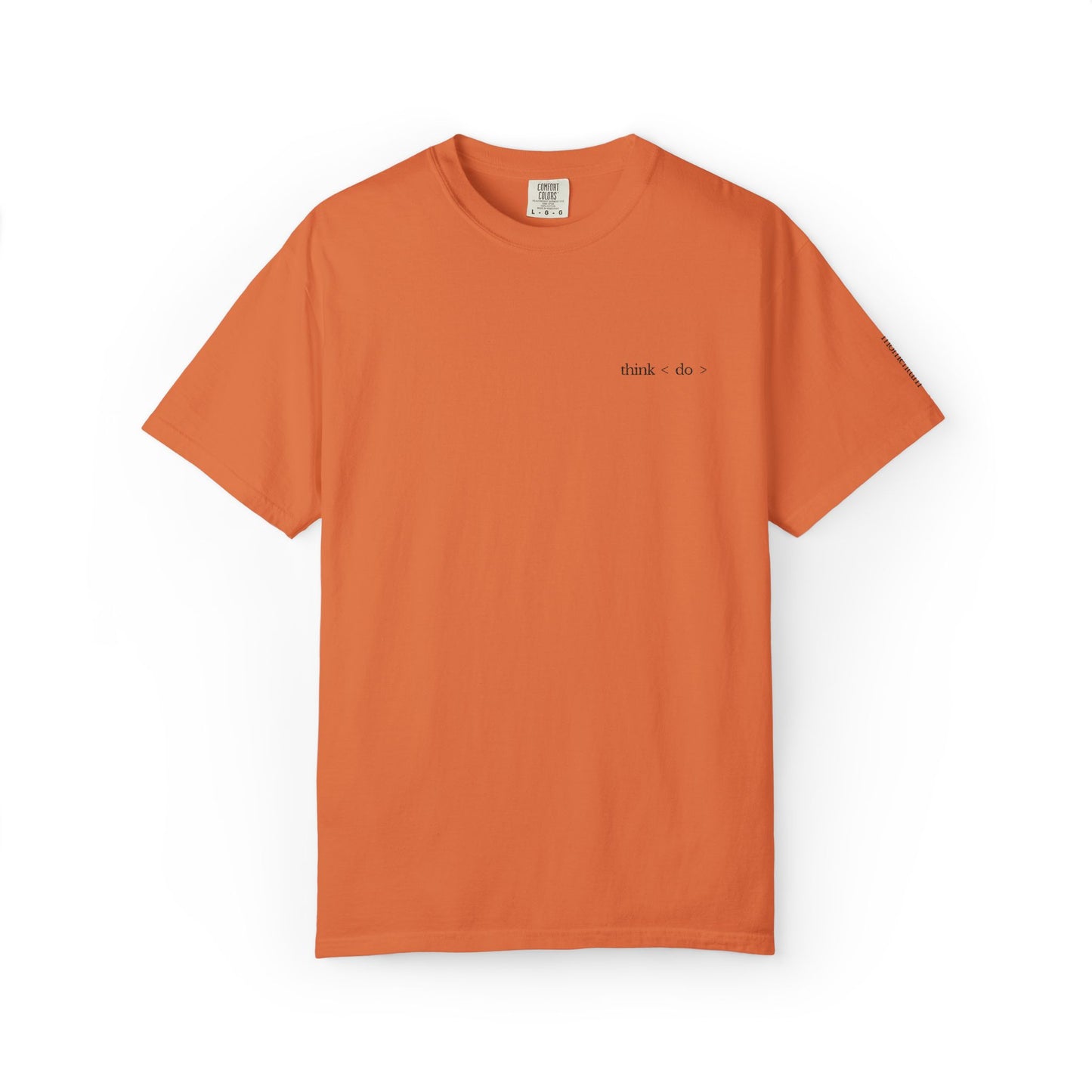 think < do > Embroidered Unisex T-Shirt | Espresso Thread with Momentum Sleeve Detail | Minimalist Everyday Tee