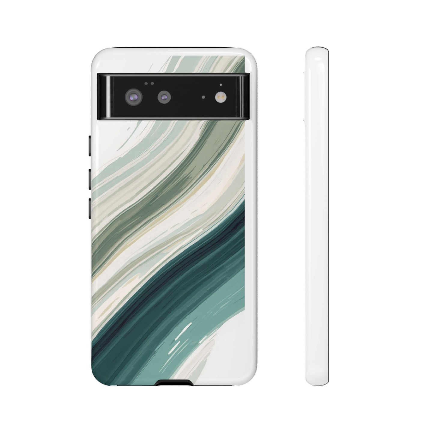 Sea Glass Drift Phone Case – Coastal Abstract Ocean Waves iPhone Case | Sage Green Minimalist Protective Cover