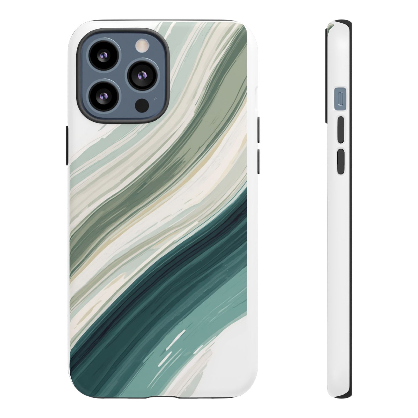 Sea Glass Drift Phone Case – Coastal Abstract Ocean Waves iPhone Case | Sage Green Minimalist Protective Cover