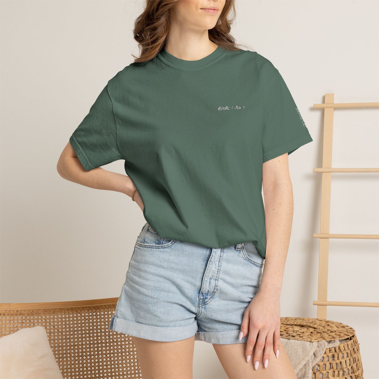 Think < Do > Embroidered Unisex T-Shirt | Minimalist Everyday Tee | Ivory Thread