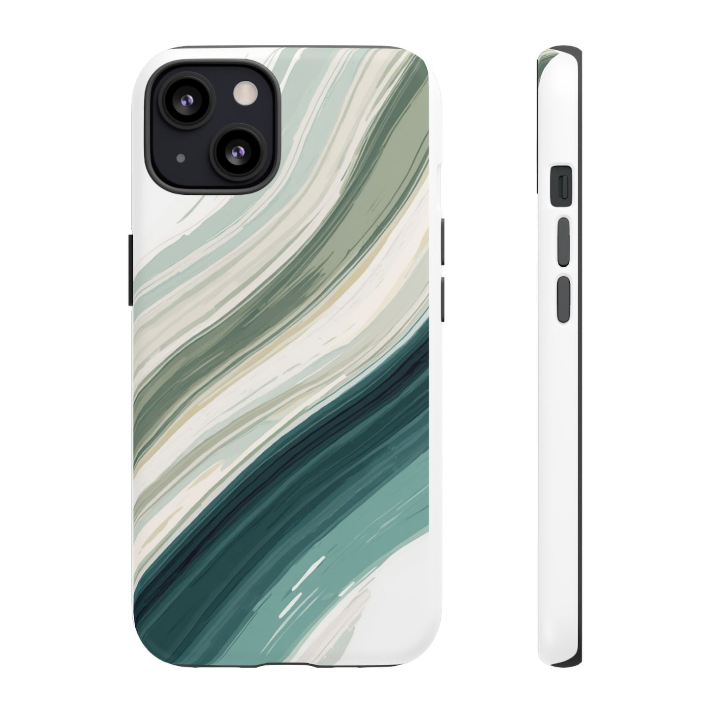 Sea Glass Drift Phone Case – Coastal Abstract Ocean Waves iPhone Case | Sage Green Minimalist Protective Cover