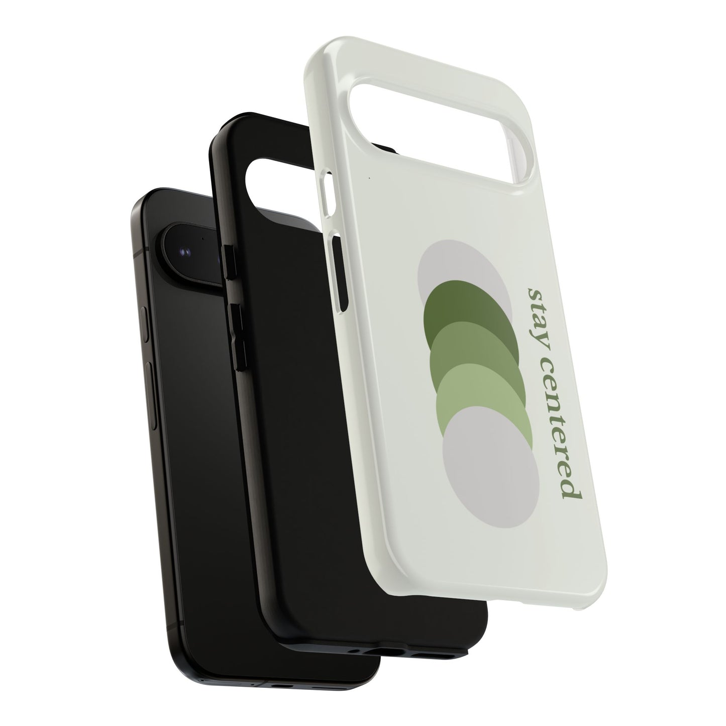 Stay Centered Minimalist Phone Case – Sage Green Wellness Aesthetic iPhone Case | Modern Neutral Protective Cover