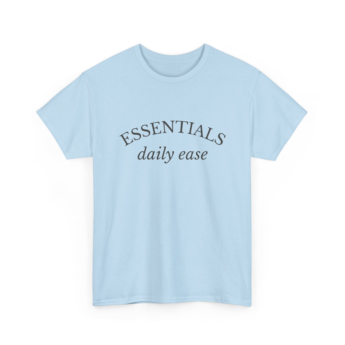 Essentials Embroidered Unisex Heavy Cotton Tee | Daily Ease Curved Text T-Shirt | Minimalist Everyday Shirt