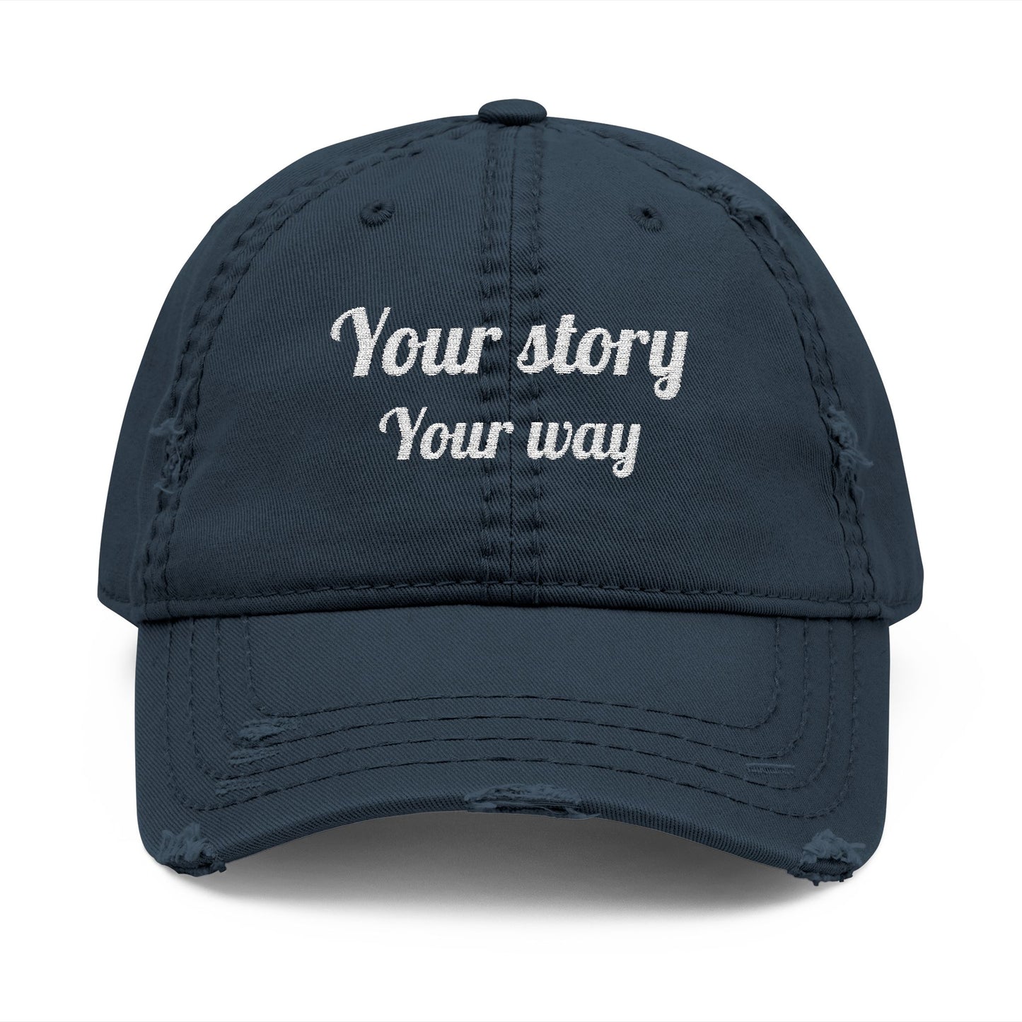 Personalized Embroidered Distressed Dad Hat | Custom Text Vintage Cap | Your Story Your Way | Beach Town, Name or Phrase Hat | Up to 15 Characters