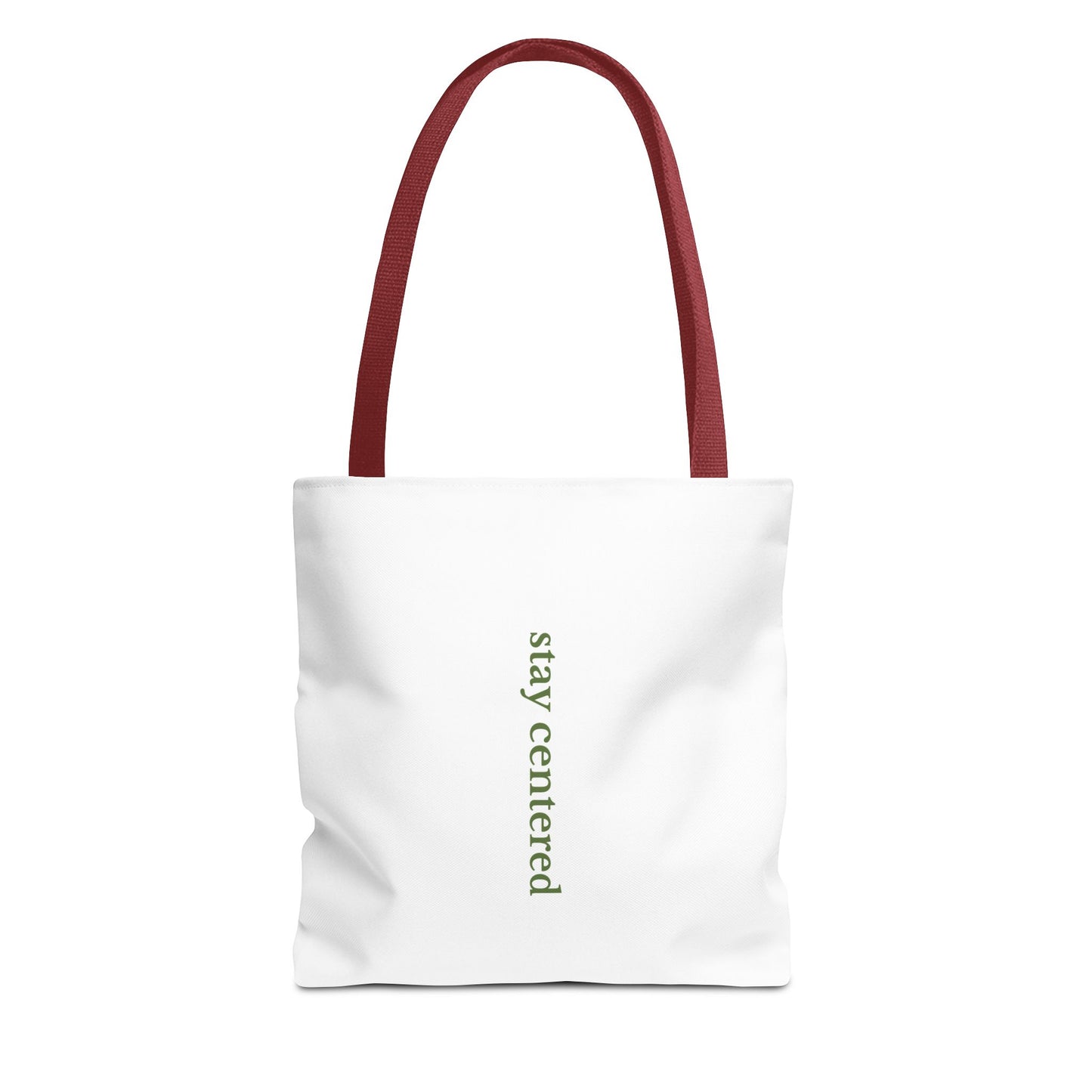 Stay Centered Minimalist Tote Bag – Neutral Wellness Aesthetic Canvas Tote | Sage Green Modern Everyday Carryall