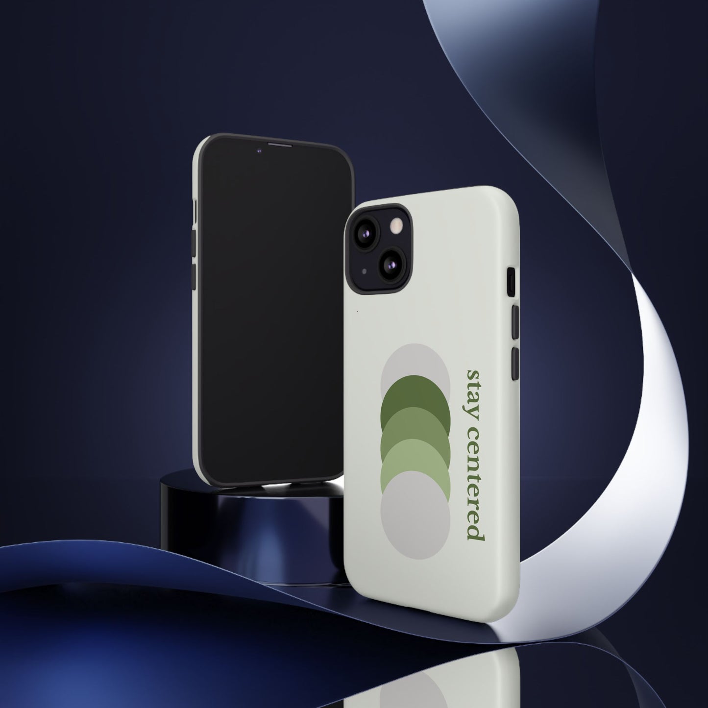 Stay Centered Minimalist Phone Case – Sage Green Wellness Aesthetic iPhone Case | Modern Neutral Protective Cover