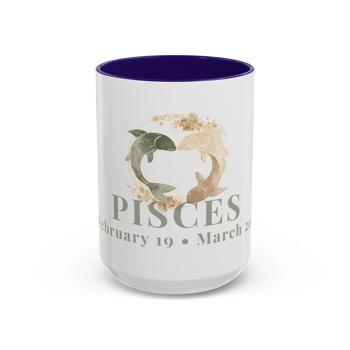 Pisces Zodiac Mug - February 19 - March 20 Astrology Coffee Cup - Two flowing fish Zodiac Sign Mug - 15 oz.