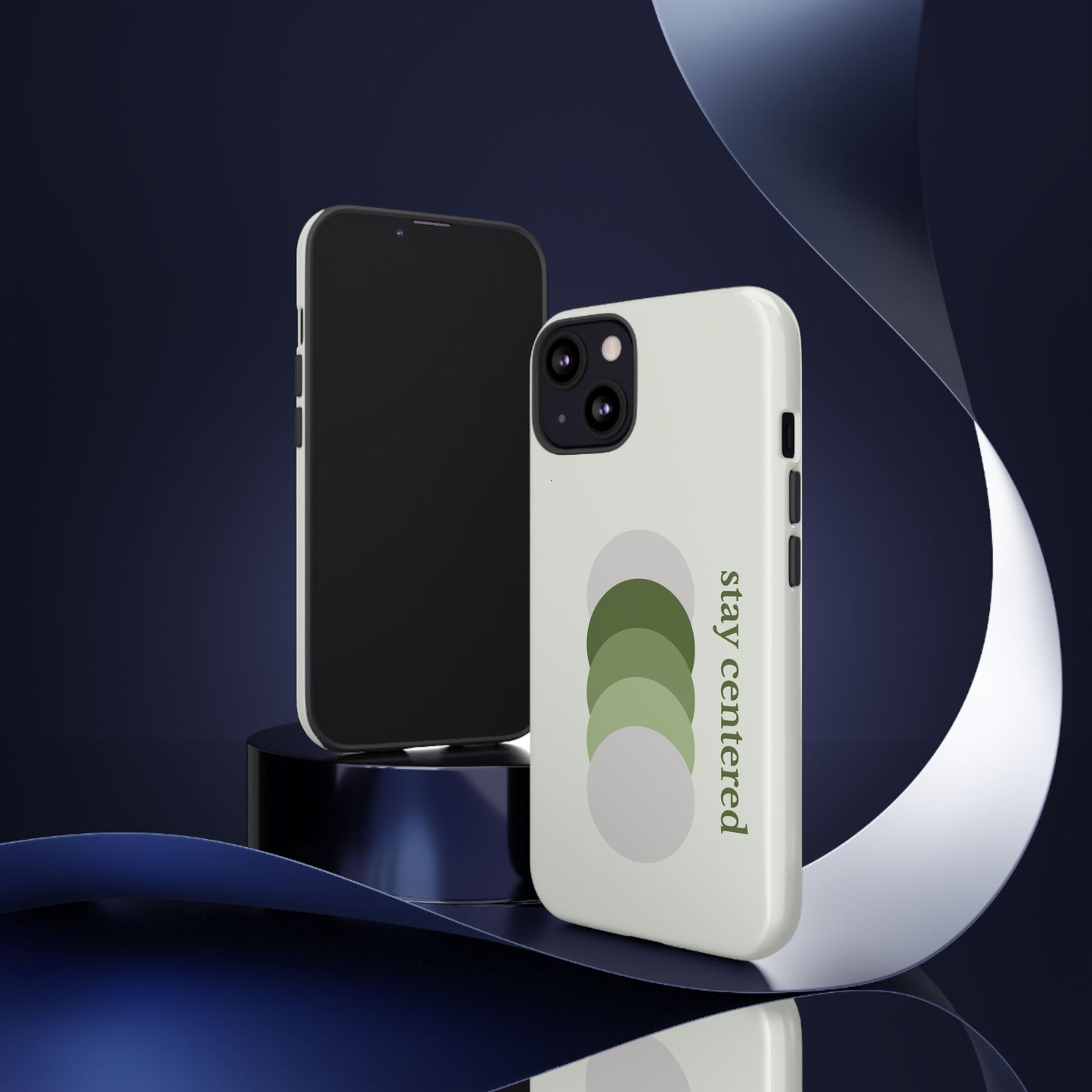 Stay Centered Minimalist Phone Case – Sage Green Wellness Aesthetic iPhone Case | Modern Neutral Protective Cover