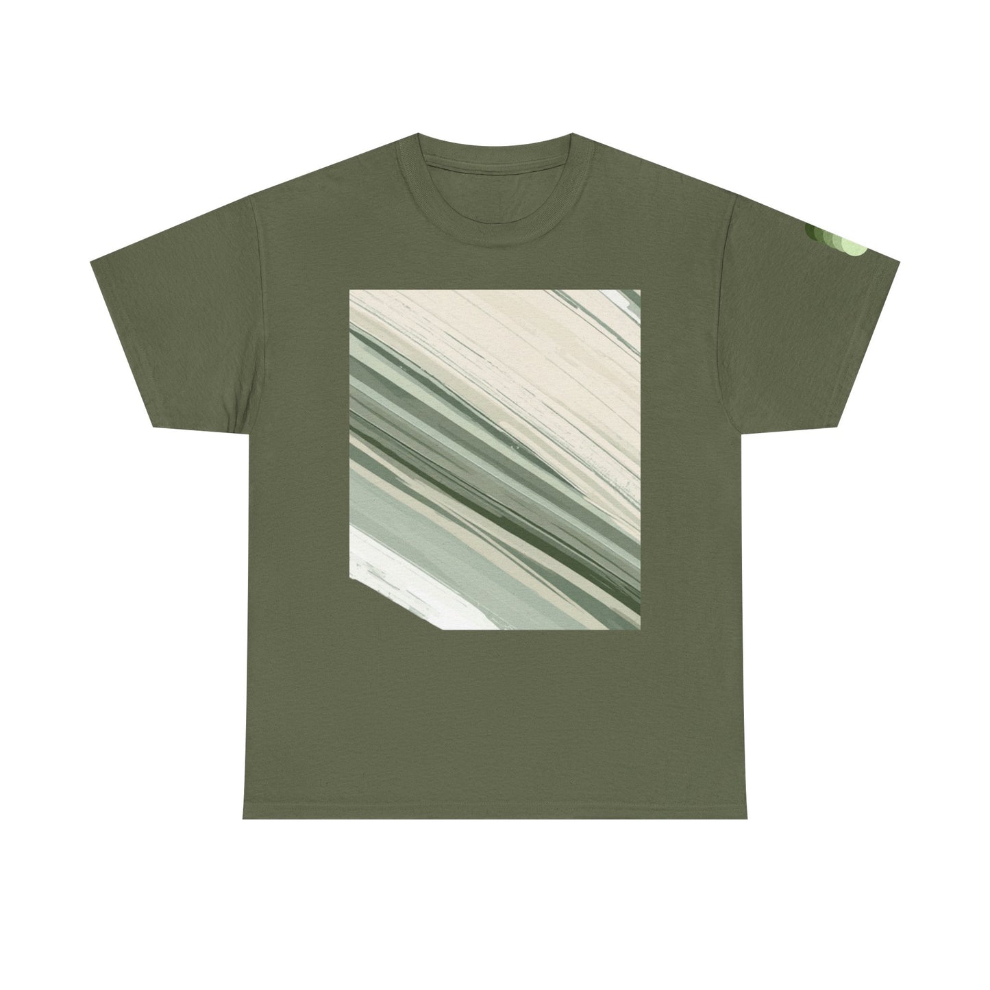 Sea Glass Drift Unisex Heavy Cotton Tee – Abstract Coastal Wave Graphic Shirt | Minimalist Sage Green Aesthetic Tee