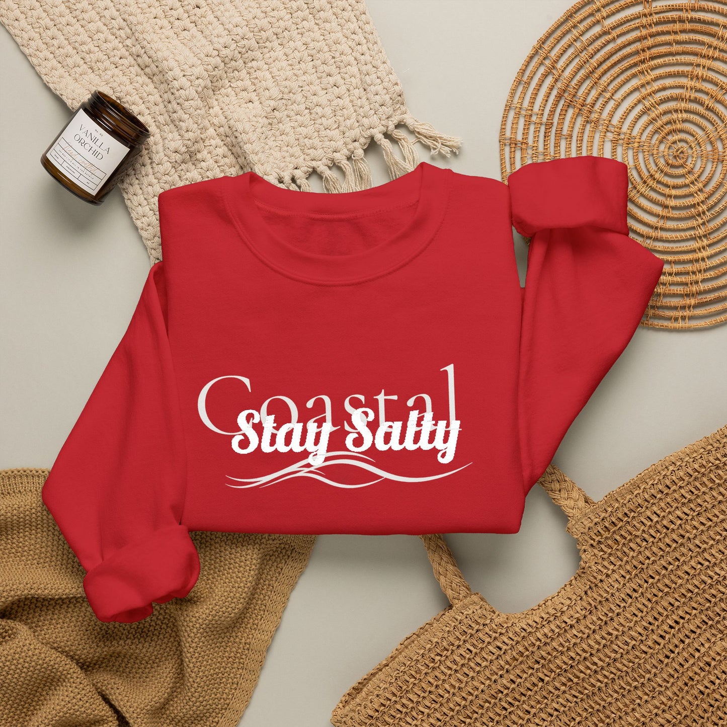 Personalize Embroidered crewneck Sweatshirt — Use your own words on front and left sleeve