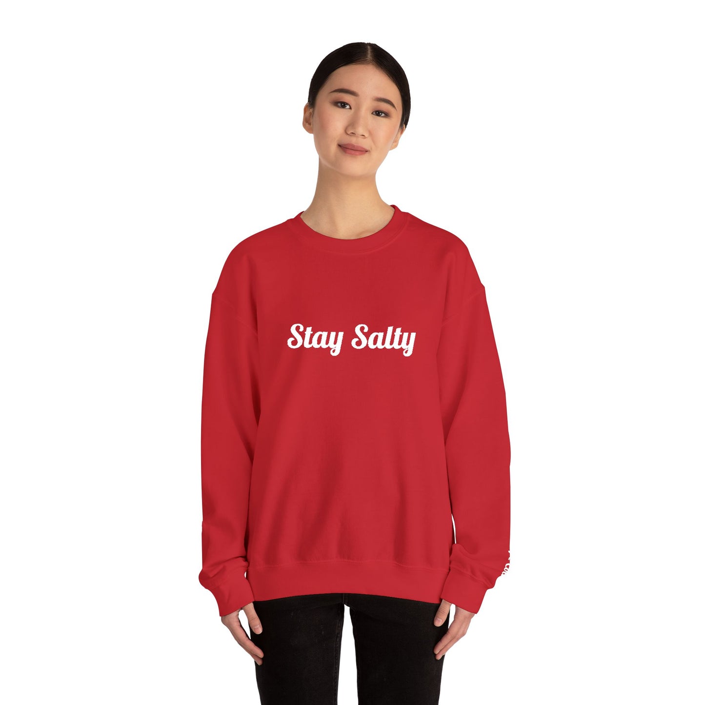 Personalize Embroidered crewneck Sweatshirt — Use your own words on front and left sleeve
