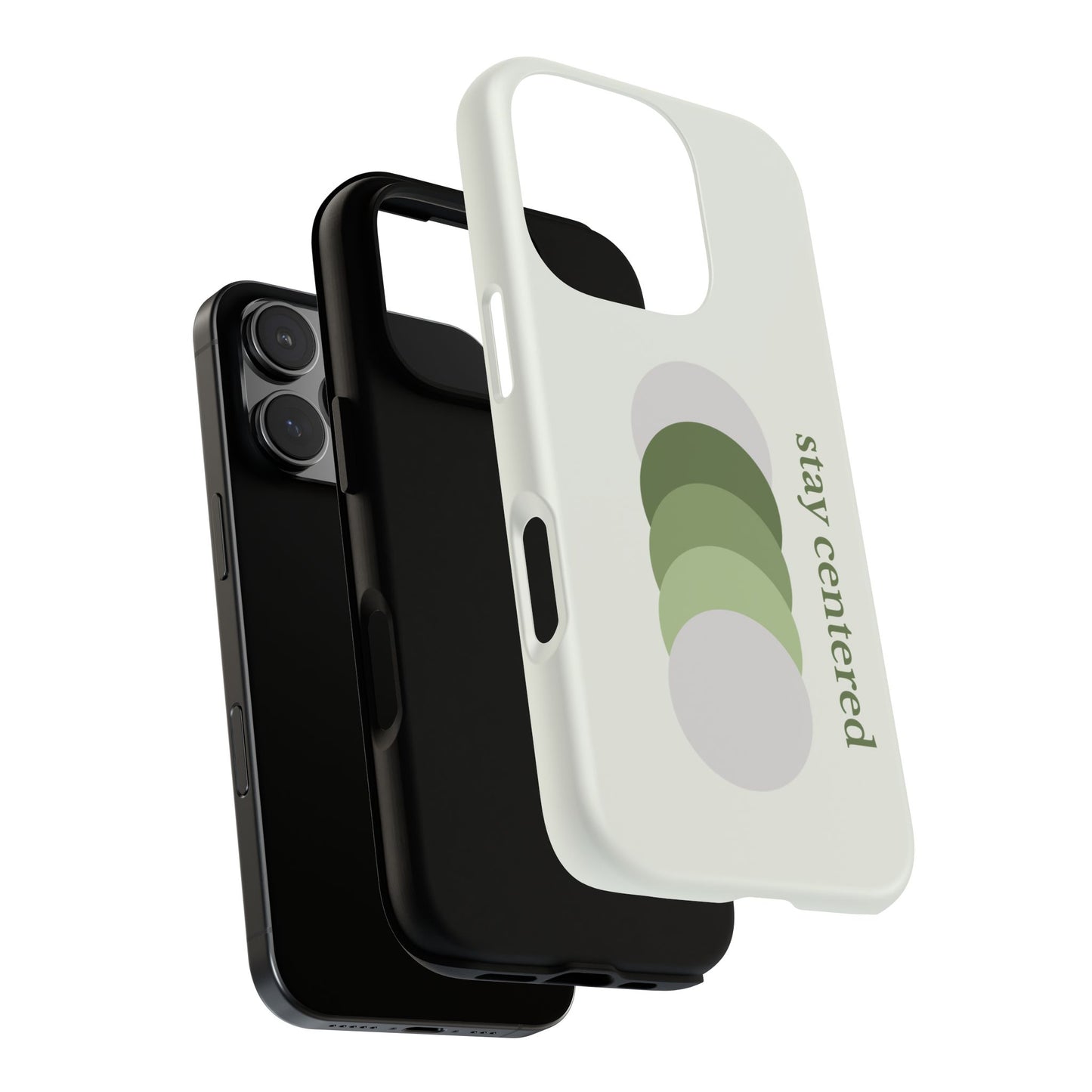 Stay Centered Minimalist Phone Case – Sage Green Wellness Aesthetic iPhone Case | Modern Neutral Protective Cover