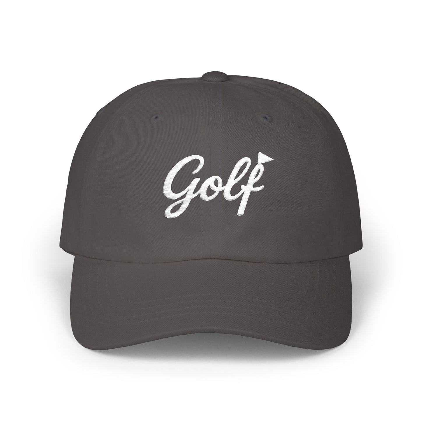 Classic Embroidered Golf Dad Cap | Minimal Script Golf Hat with Back Accent