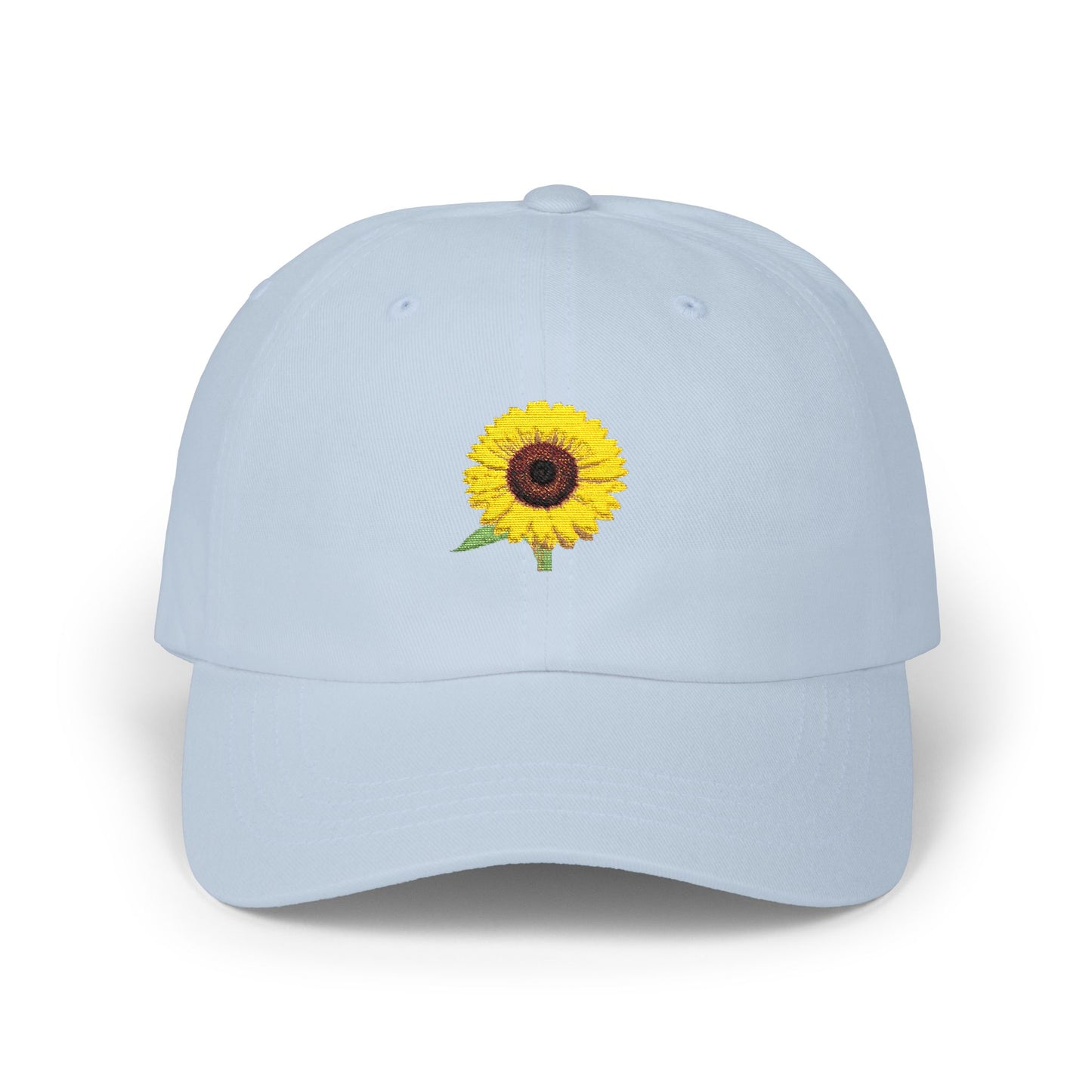 Sunflower 'Mom' Dad Cap — Embroidered Floral Baseball Hat, black font