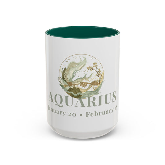 Aquarius Zodiac Mug - January 20 - February 18 Astrology Coffee Cup - Water Flow Zodiac Sign Mug - 15 oz.