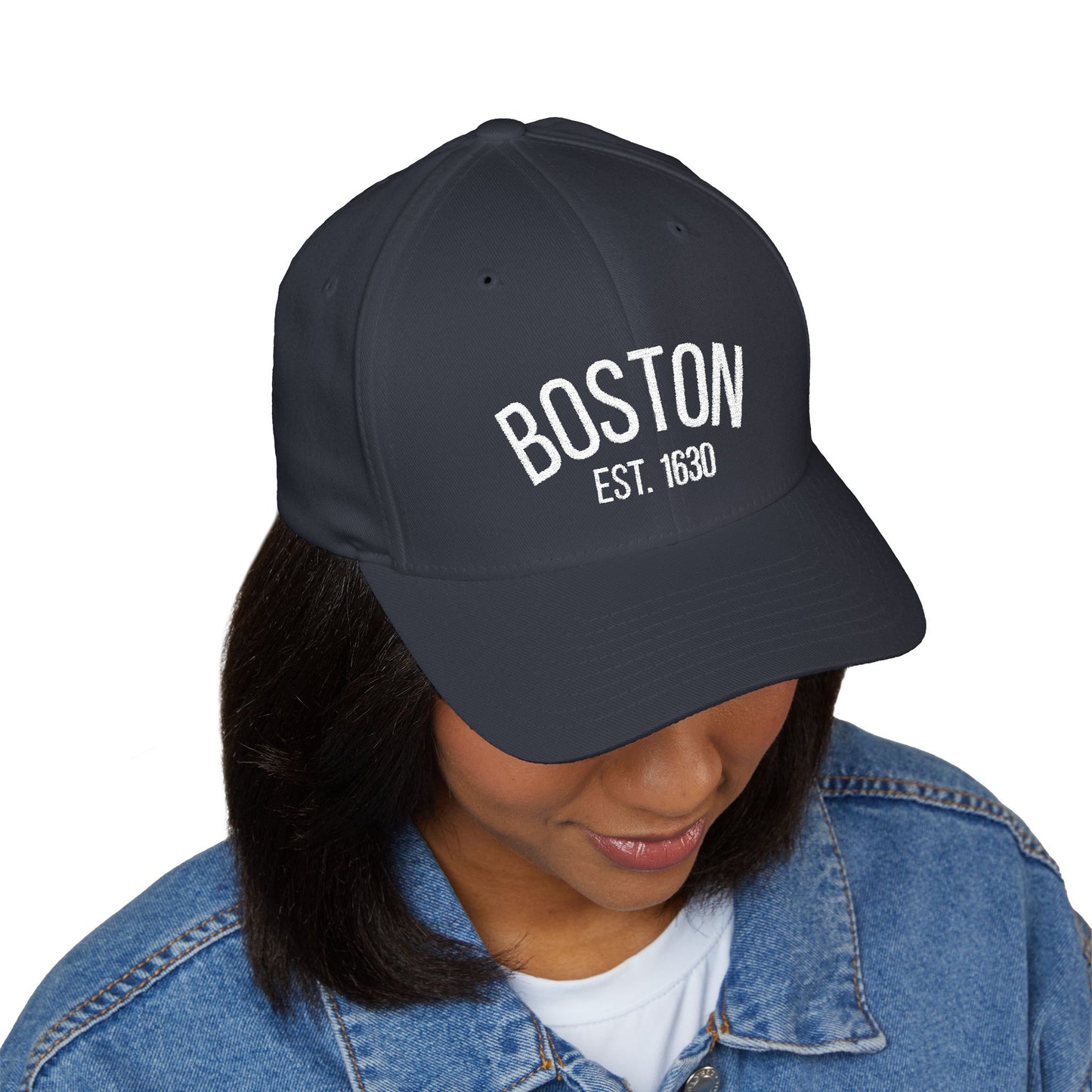 Boston Embroidered Closed-Back Cap, Stylish Baseball Hat, Gift for Sports Fans, Summer Accessory, Casual Outfit