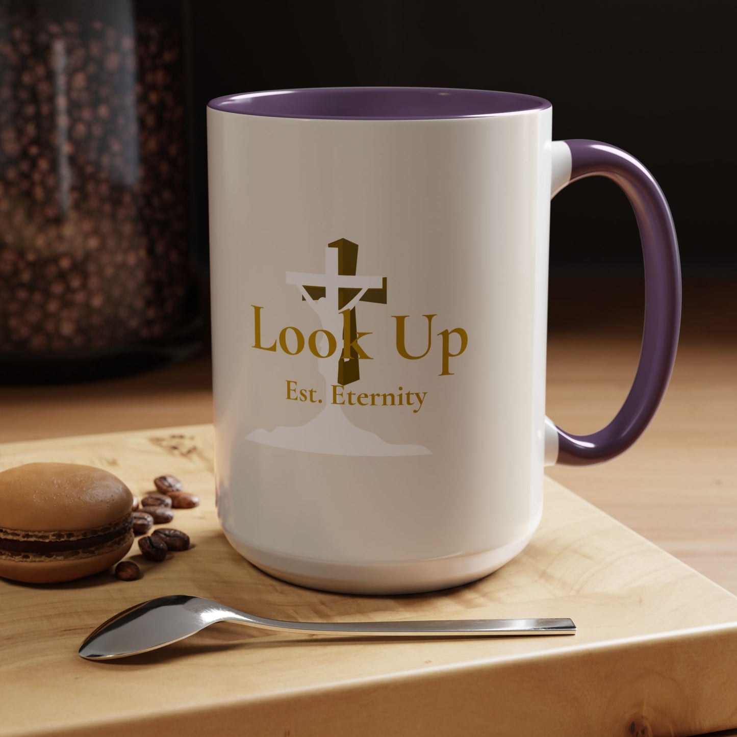 Look Up Est. Eternity Accent Coffee Mug with Cross – 11 oz & 15 oz