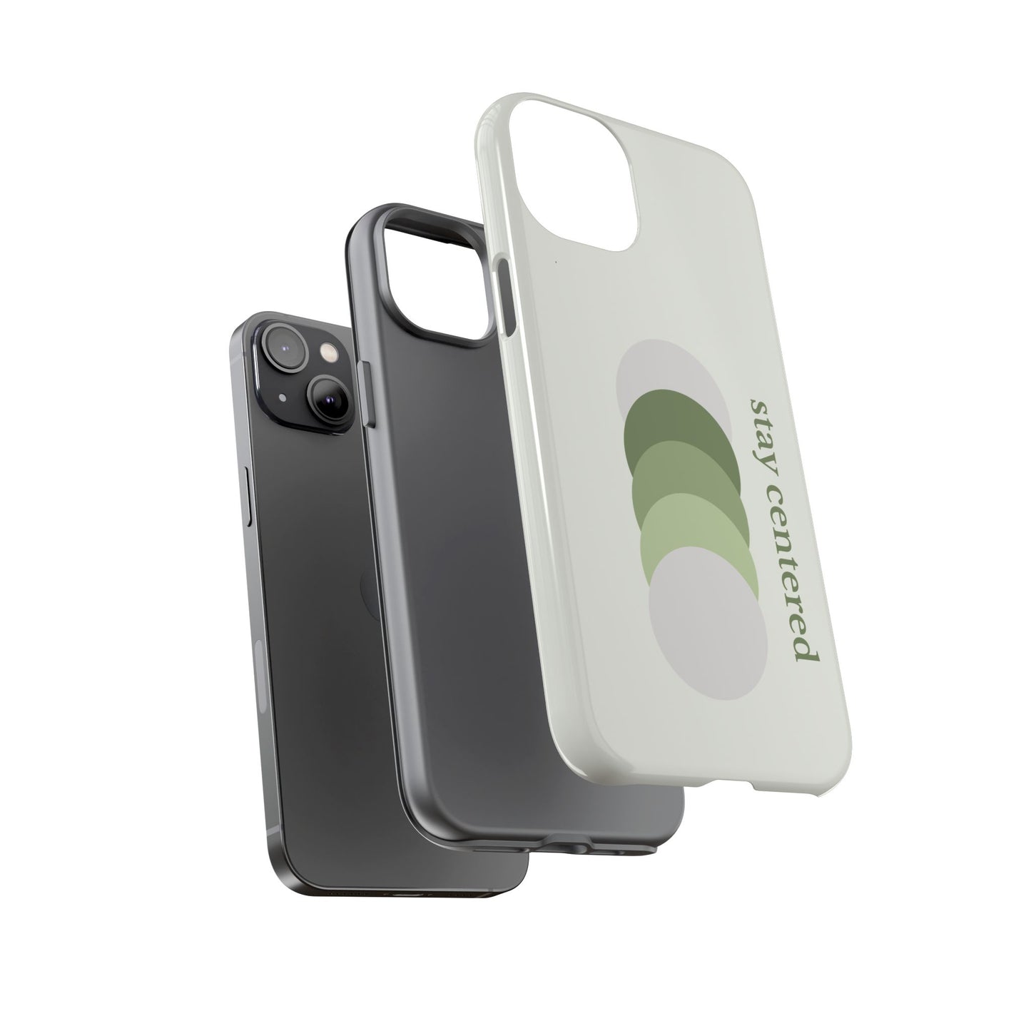 Stay Centered Minimalist Phone Case – Sage Green Wellness Aesthetic iPhone Case | Modern Neutral Protective Cover