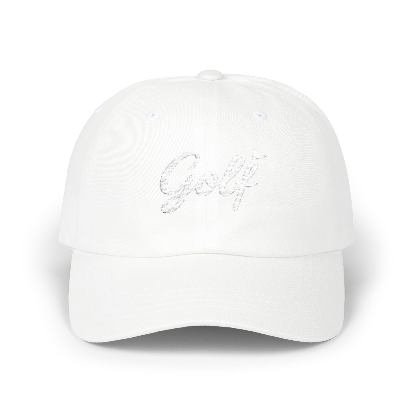 Classic Embroidered Golf Dad Cap | Minimal Script Golf Hat with Back Accent