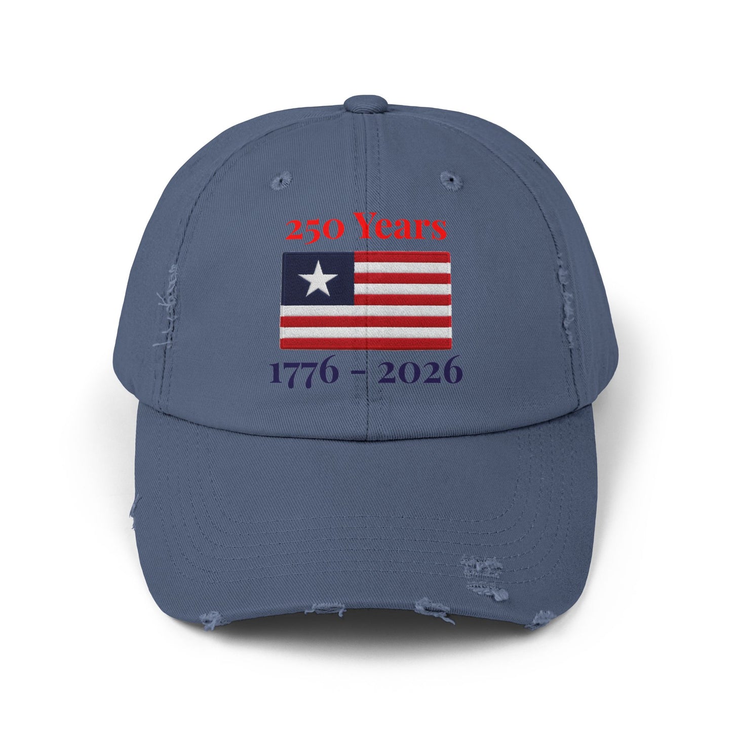 USA 250 Years Embroidered Distressed Dad Cap | 1776–2026 Patriotic Flag Hat