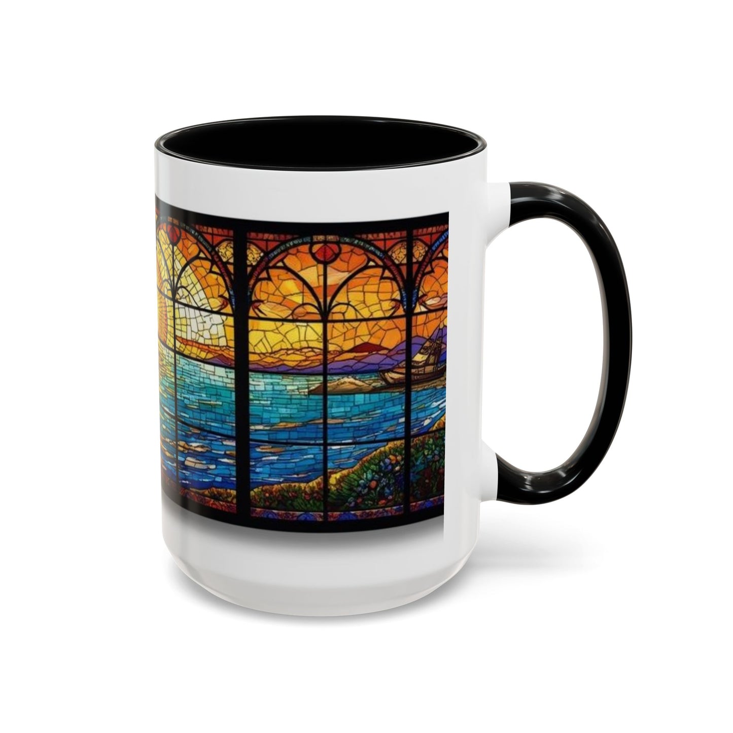 Stained Glass Ocean Sunset Mug – 15oz