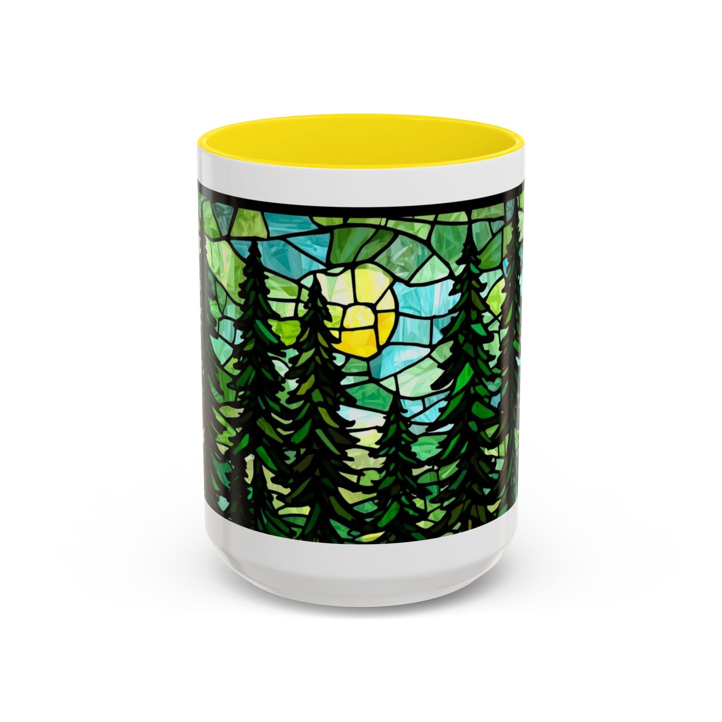 Stained Glass Forest Sunrise Mug – 15oz