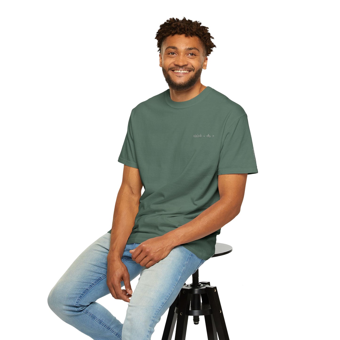 Think < Do > Embroidered Unisex T-Shirt | Minimalist Everyday Tee | Ivory Thread