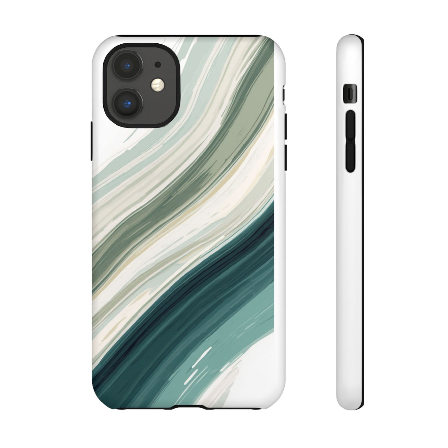 Sea Glass Drift Phone Case – Coastal Abstract Ocean Waves iPhone Case | Sage Green Minimalist Protective Cover