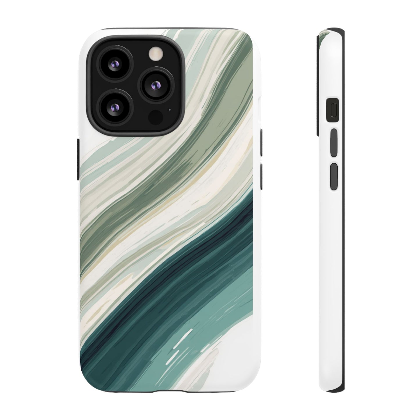 Sea Glass Drift Phone Case – Coastal Abstract Ocean Waves iPhone Case | Sage Green Minimalist Protective Cover