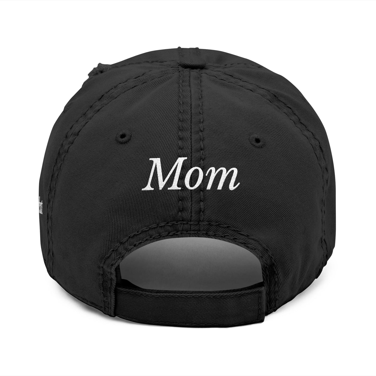 Embroidered Distressed Dad Hat — Bleeding Heart Floral with “Mom” Back