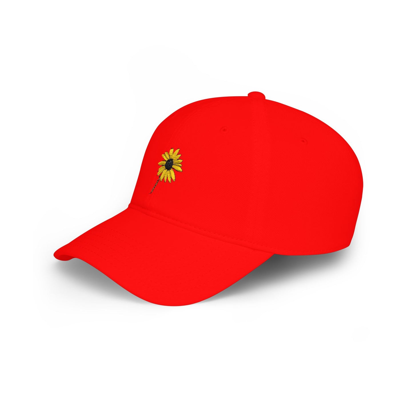 Black-Eyed Susan Mom Cap — Low Profile Baseball Hat, with Embroidered flower front and Mom text back