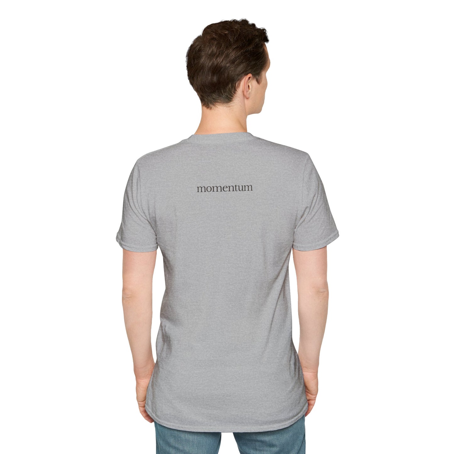 think < do > Unisex Softstyle T-Shirt | Minimalist Inspirational Tee with Momentum Back Detail
