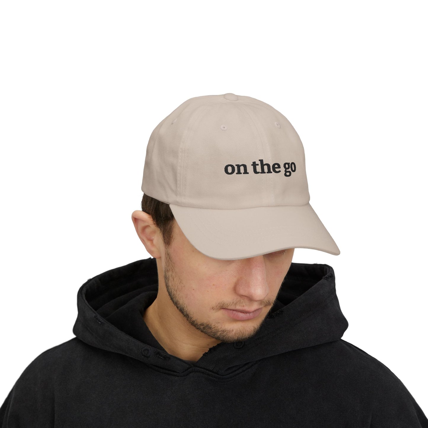 "on the go" Embroidered Dad Hat/Minimal Everyday Baseball Cap