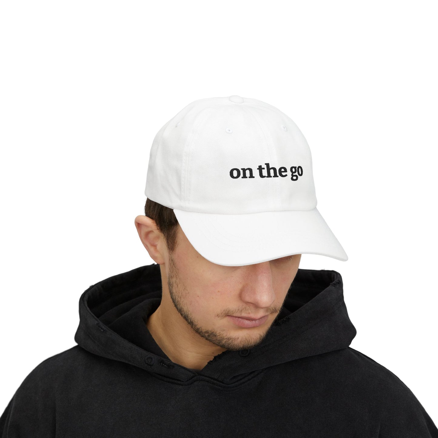 "on the go" Embroidered Dad Hat/Minimal Everyday Baseball Cap