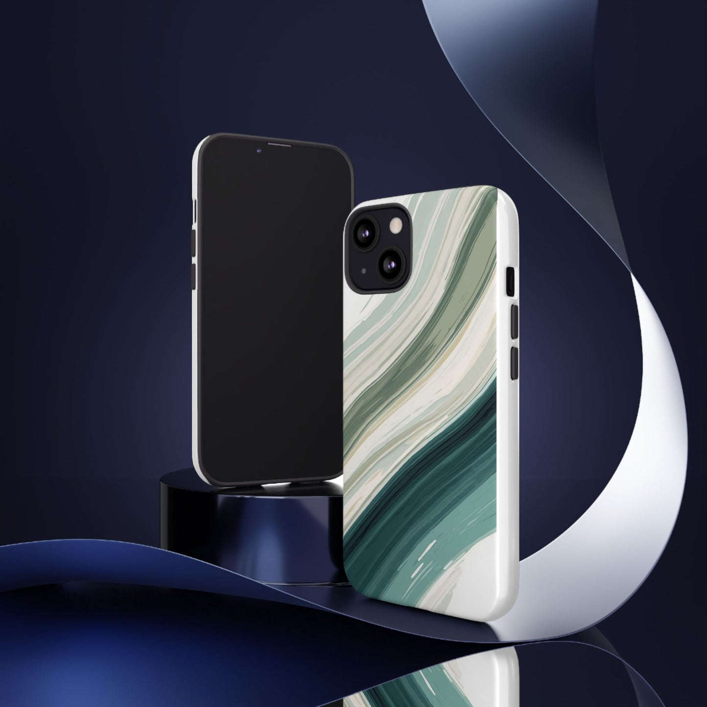 Sea Glass Drift Phone Case – Coastal Abstract Ocean Waves iPhone Case | Sage Green Minimalist Protective Cover