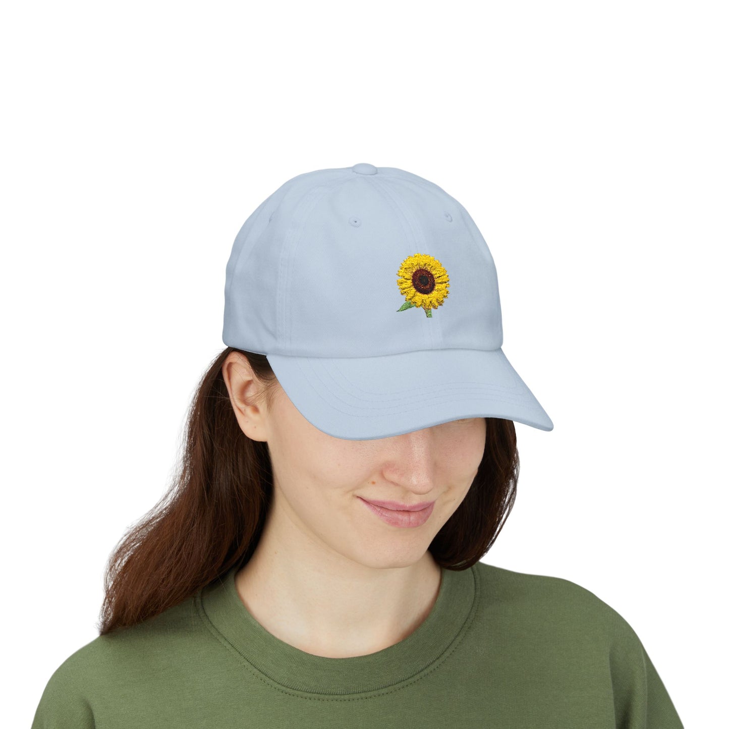 Sunflower 'Mom' Dad Cap — Embroidered Floral Baseball Hat, black font
