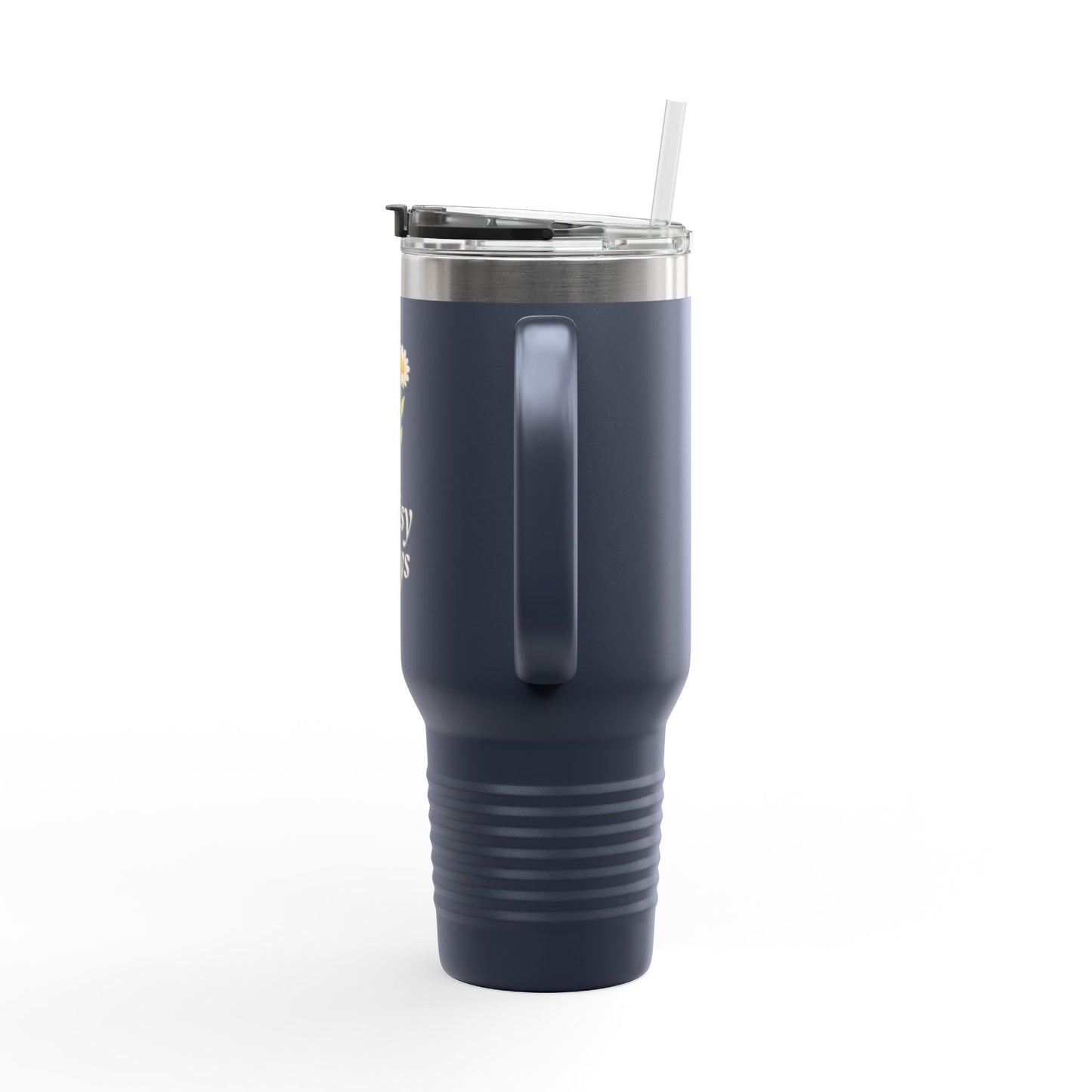 Daisy Days 40 oz Insulated Travel Mug | Floral Tumbler with Handle