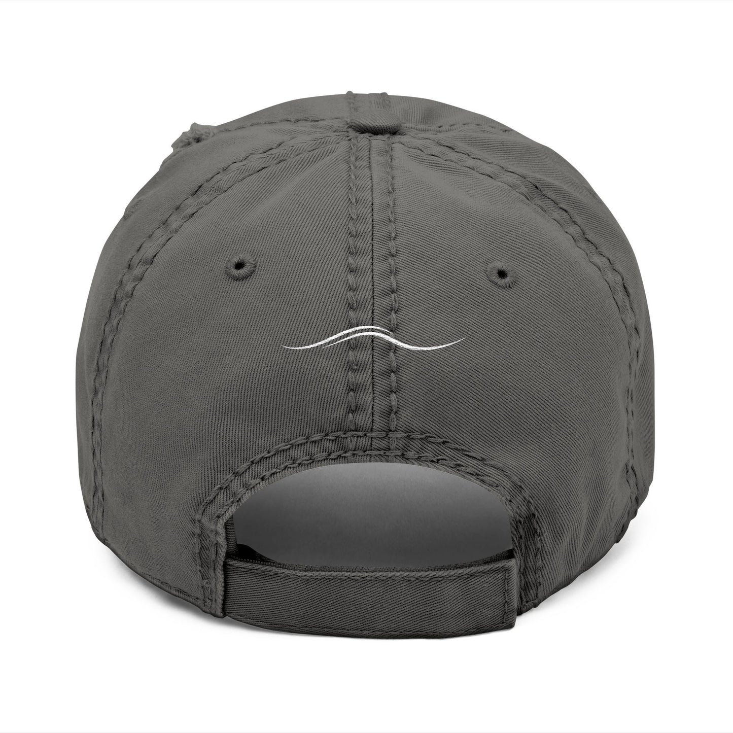 Beach Embroidered Distressed Dad Hat — Vintage Washed Baseball Cap