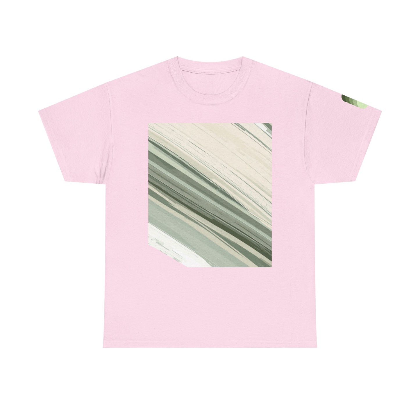 Sea Glass Drift Unisex Heavy Cotton Tee – Abstract Coastal Wave Graphic Shirt | Minimalist Sage Green Aesthetic Tee
